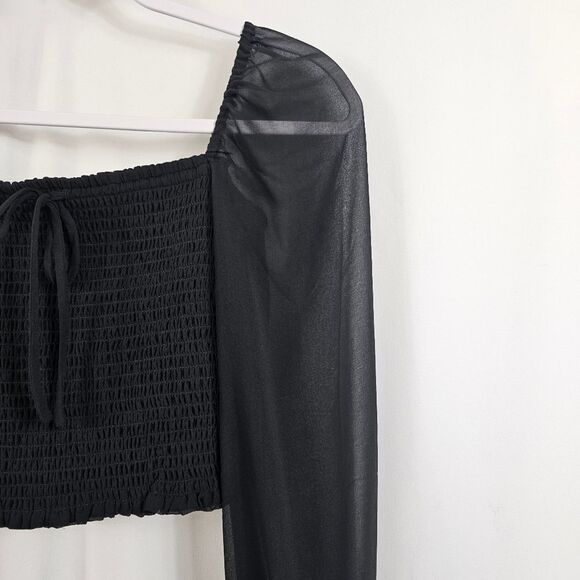 Aritzia Wilfred Smocked Blouse in Black - Size S - Picture 4 of 9